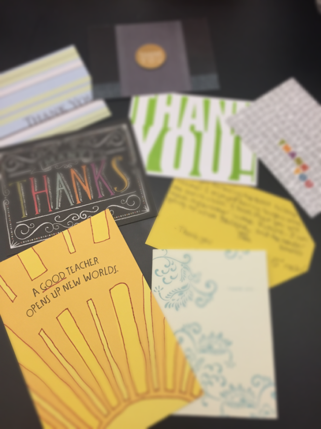 Randomly grab thank you cards and letters that you have saved to relive those nice moments of gratitude from the past. 